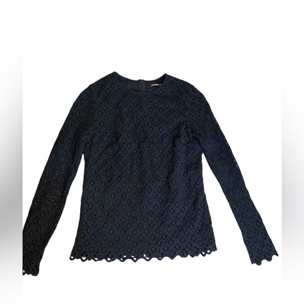J McLaughlin Lissa Diamond Lace Eyelet Long Sleeve‎ Blouse - Small